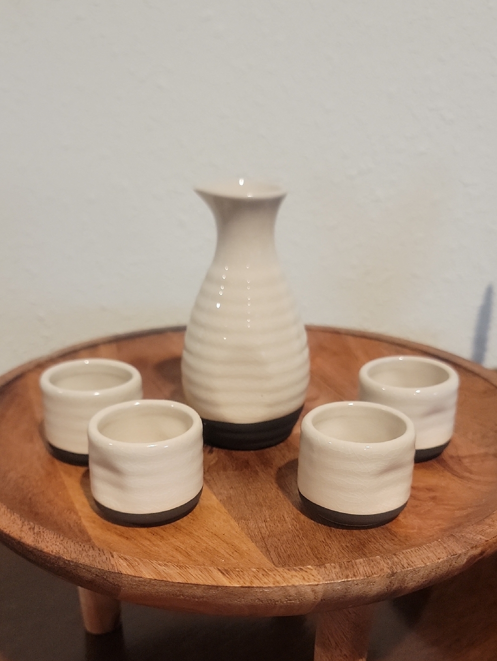 Ceramic Sake Set - Cream and Black